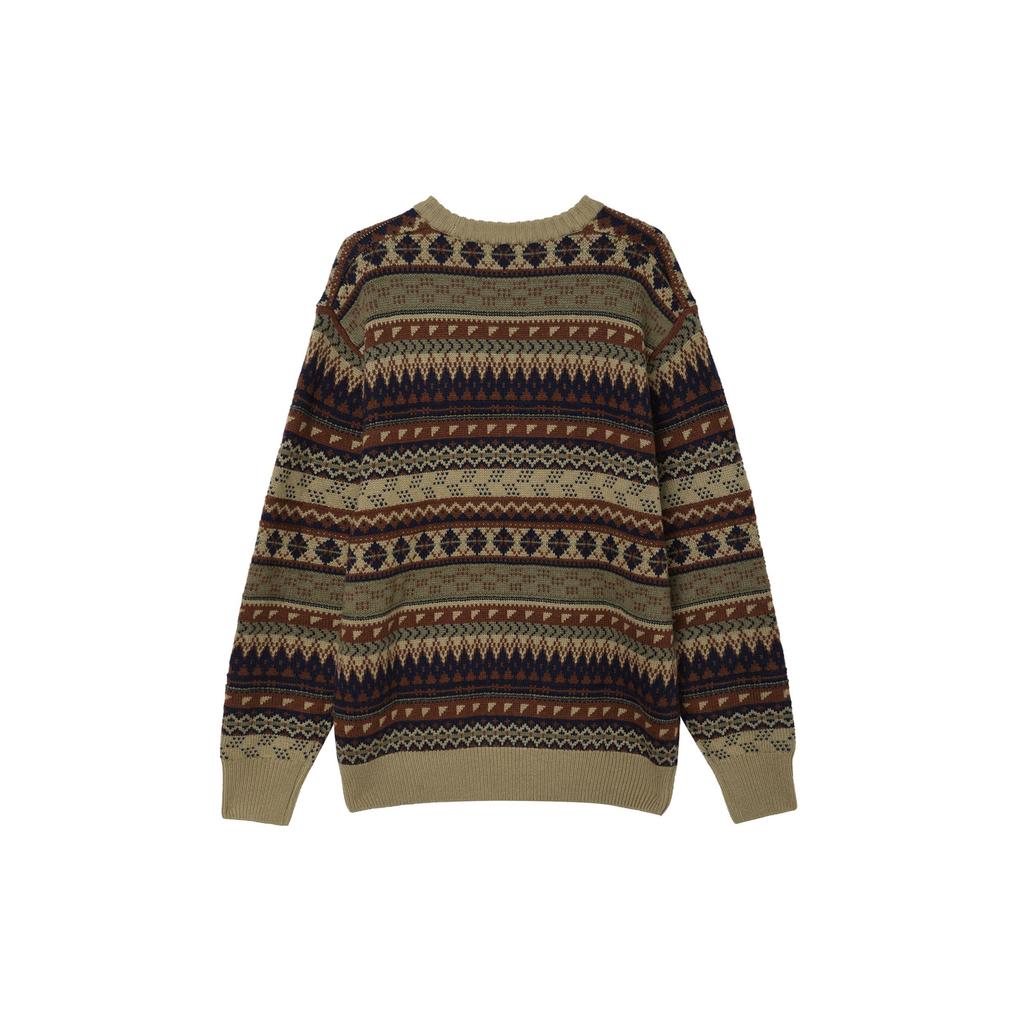 Nike Swoosh Fair Isle Life Loose Fit Crewneck Casual Sweater Men Sweater Olive FZ0126-276
