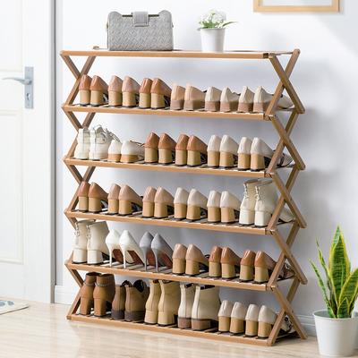 Folding Shoe Rack Multi-tier Shoe Rack for Entryway Balcony Potted Plant Shelves Simple Assembly Shoe Rack Make Of Bamboo