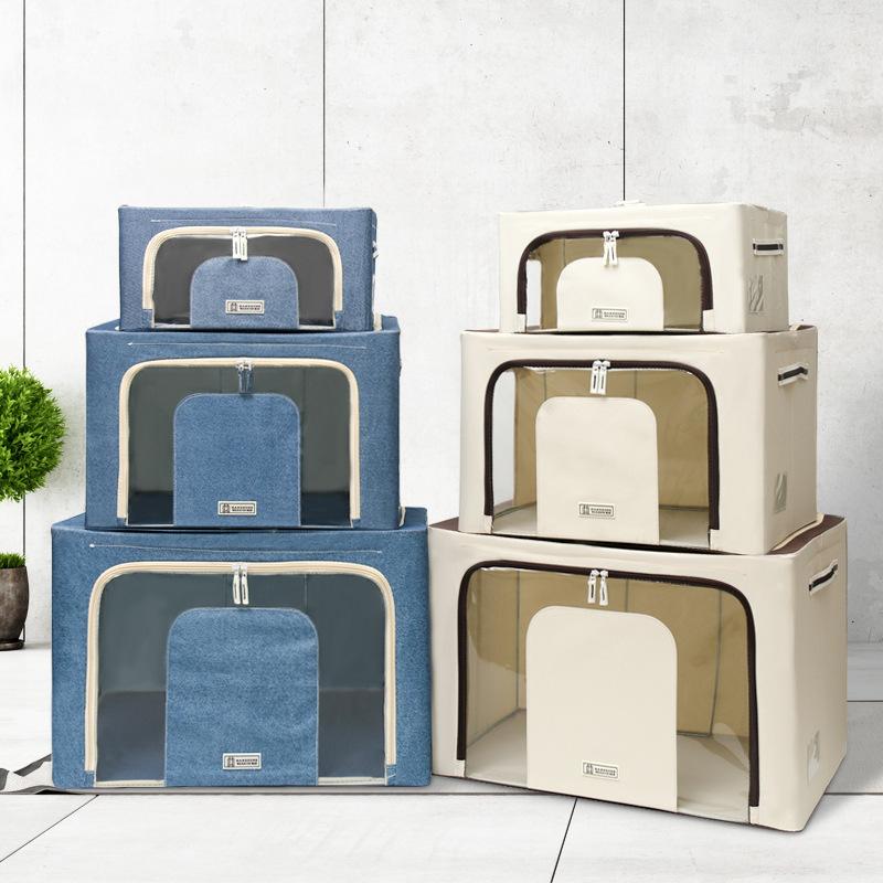 Faltbare Aufbewahrungsboxen aus Oxford-Gewebe mit Stahlrahmen, Organizer für Kleidung, Bettwäsche, Spielzeug und Kosmetik für Schlafzimmer, Wohnzimmer oder Umzug