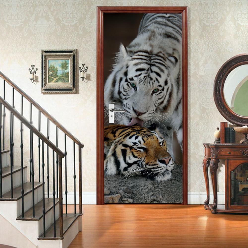 3D Door Mural Sticker Peel and Stick Door Wallpaper Golden Buddha Castle Moon Mermaid Flower Home Decor Removable