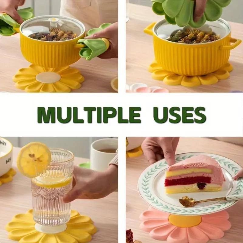 Daisy Flower Shape Cup Coaster Silicone Slip Insulation Pad Cup Mat Hot Drink Holder Mug Stand Home Table Decorations Kitchen Accessory