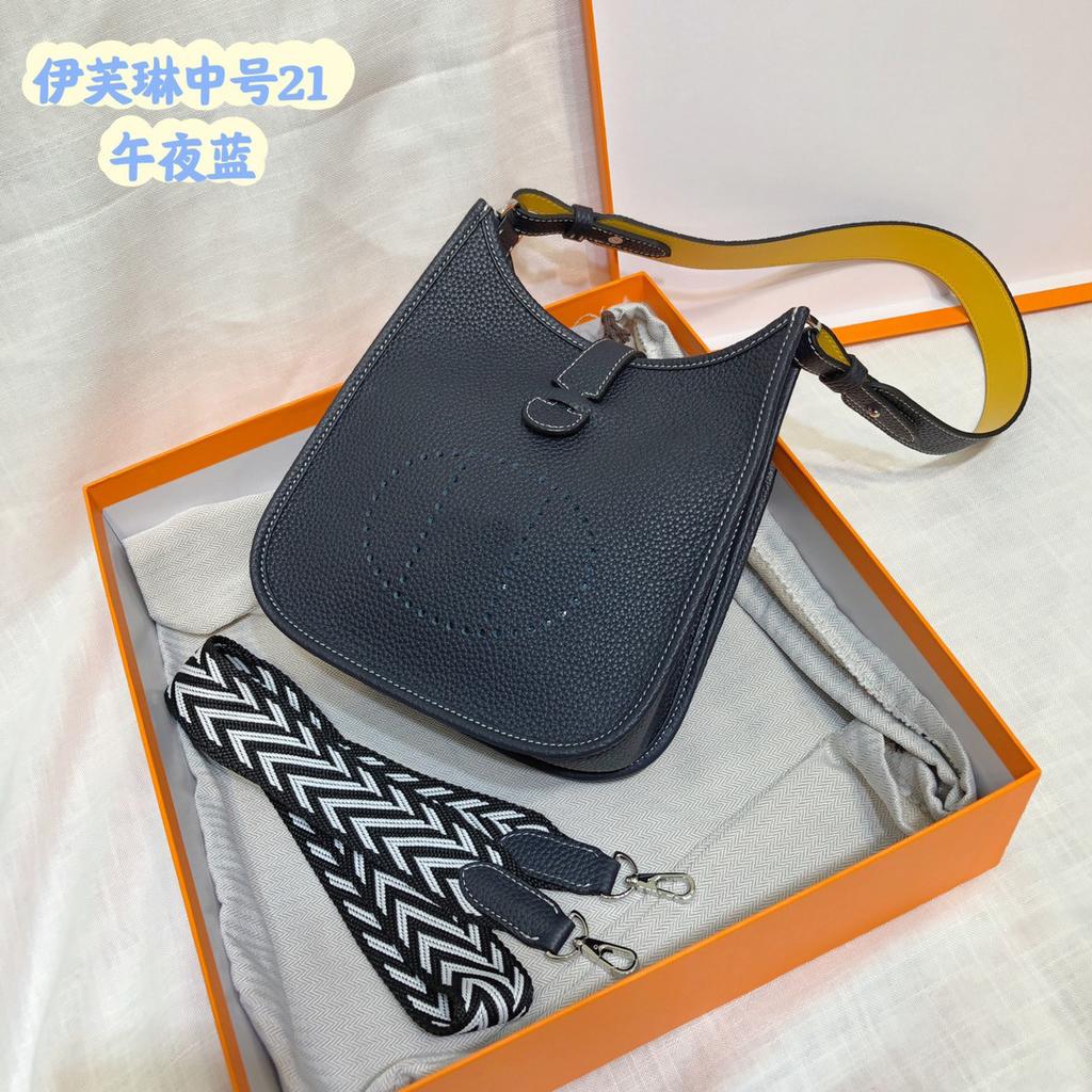 Spot Wholesale Top Layer Cowhide Evelyn Bag Genuine Leather Mini Bucket Bag TC Leather Mini Shoulder Crossbody Bag Tide
