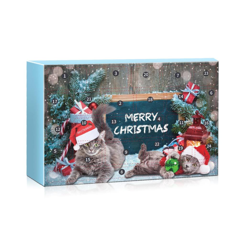 Christmas Cat Advent Calendar Blind Box, 24Pcs Mini Cat Ornaments, 24-Day Countdown Surprise Gift for Cat Fans