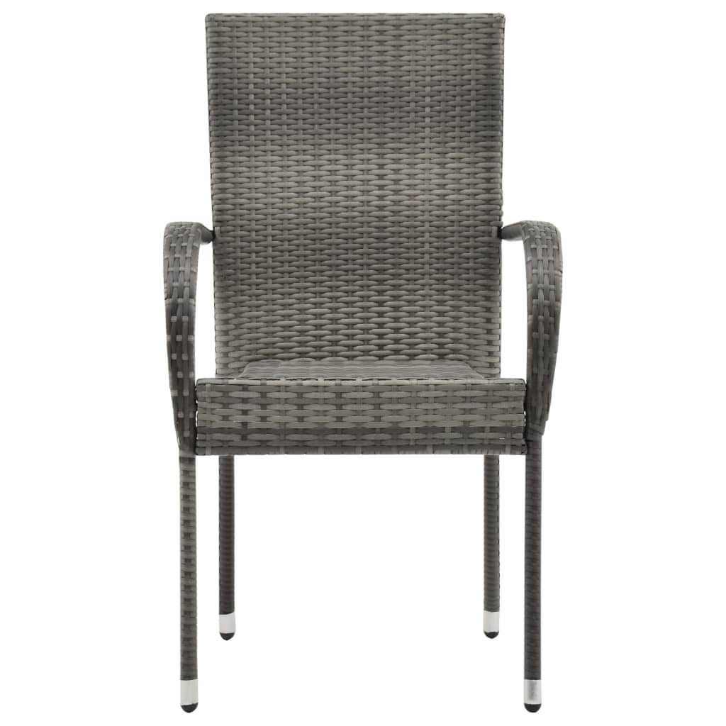 7 Piece Garden Dining Set Grey Poly Rattan