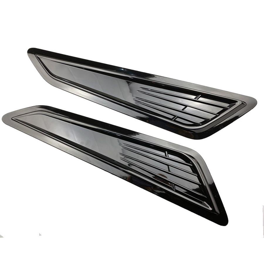 2 Pcs Glossy Black Car Hood Vent Louver Scoop Cover Intake Cooling Panel Trim