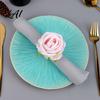 Elegant Table Decor for Western Restaurants Artificial Rose Napkin Ring Fabric Pink Flower Holder Rustic Pastoral Style Accessories Dinner