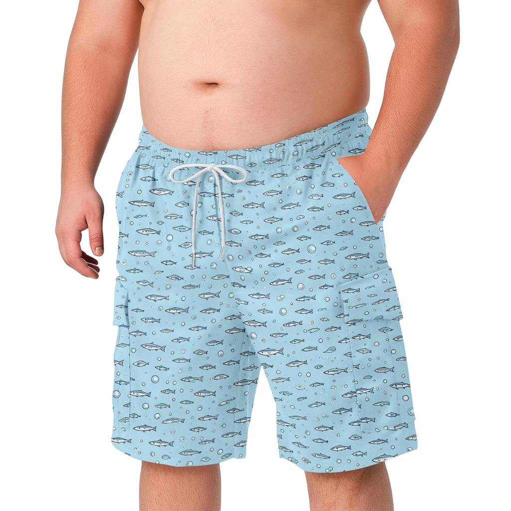Men's Hawaiian Basic Cargo Shorts for Sizes - Summer Casual Wear