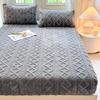 Winter Warm Velvet Taffeta Fitted Sheet - Non-Slip Solid Color Mattress Protector