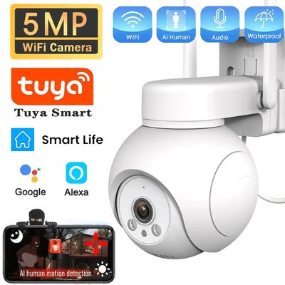5MP Wifi PTZ Camera Outdoor Wireless IP Cameras Tuya 2K HD IR Color Night Vision Surveillance Auto Tracking Security-protection