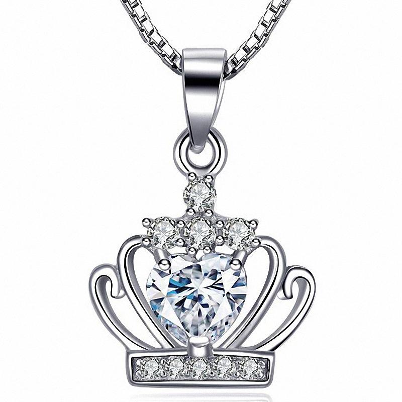 Heart-Shaped Empress Crown Pendant Necklace - Popular Fashion Jewelry