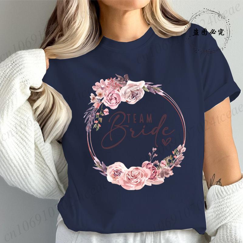 Bridal Graphic T Shirt for Women T Shirt Bride Team Tshirt Bride To Be Fashion T Shirt Women Bachelorette Party TShirt Tops T01