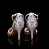 Fashion Star Style Luxury Rhinestones Mixed Color Women Pumps Fashion Pointed Toe Ankle Strap High Heels Spring Summer Party Dress Shoes