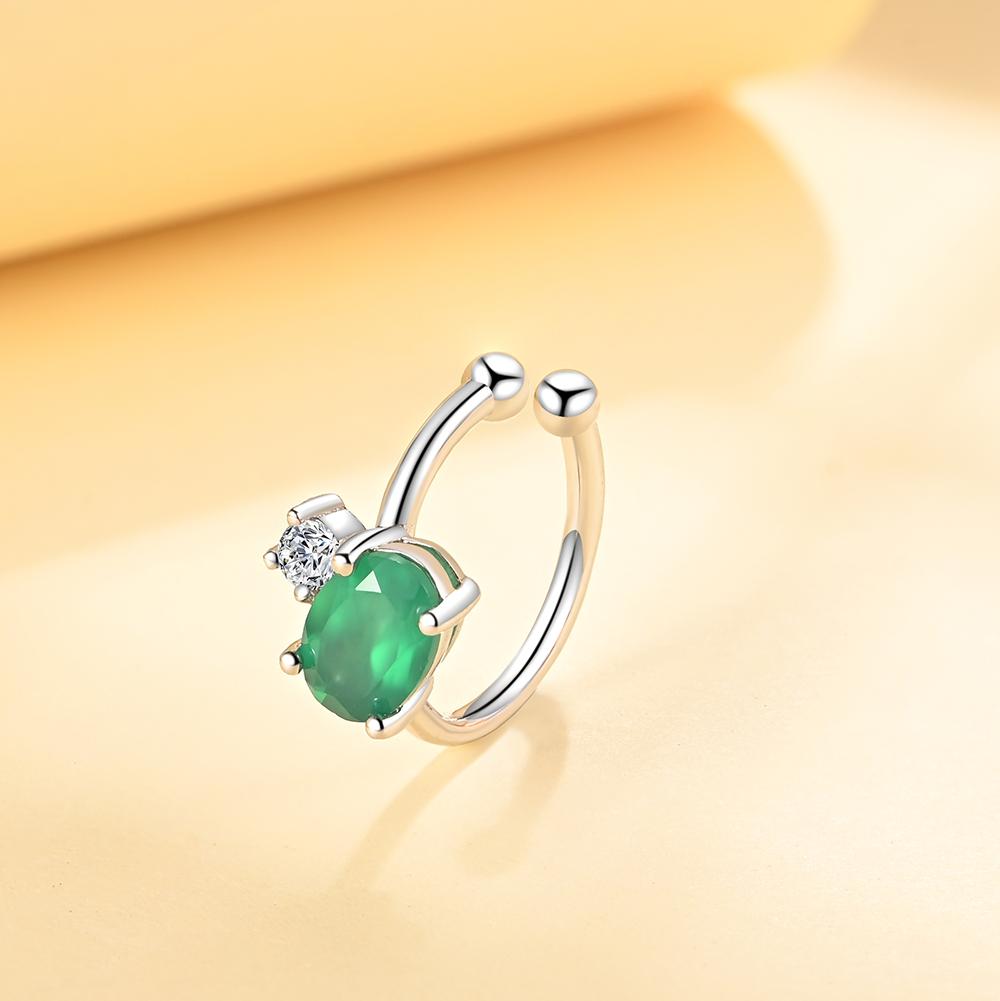 

Простой маленький и изысканный зажим для ушей из натурального камня, модный трендовый дизайн, женские ювелирные изделия из стерлингового серебра 925 пробы на каждый день s зелёный