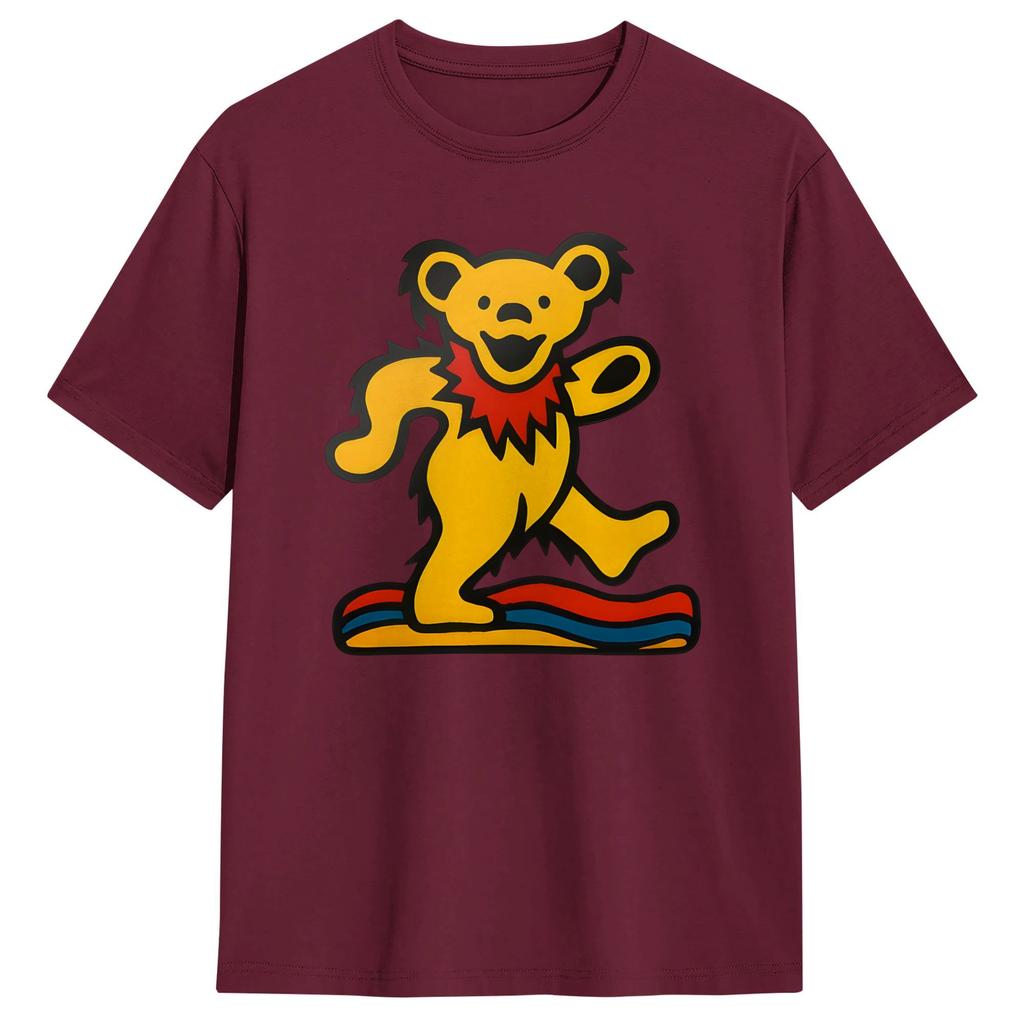 Oversized T Shirt Summer Gratefuls Deads Yellow Dancing Bear Hippie T Shirts Cotton Tshirt Unisexs Y2K Retro Short Sleeve Clothes