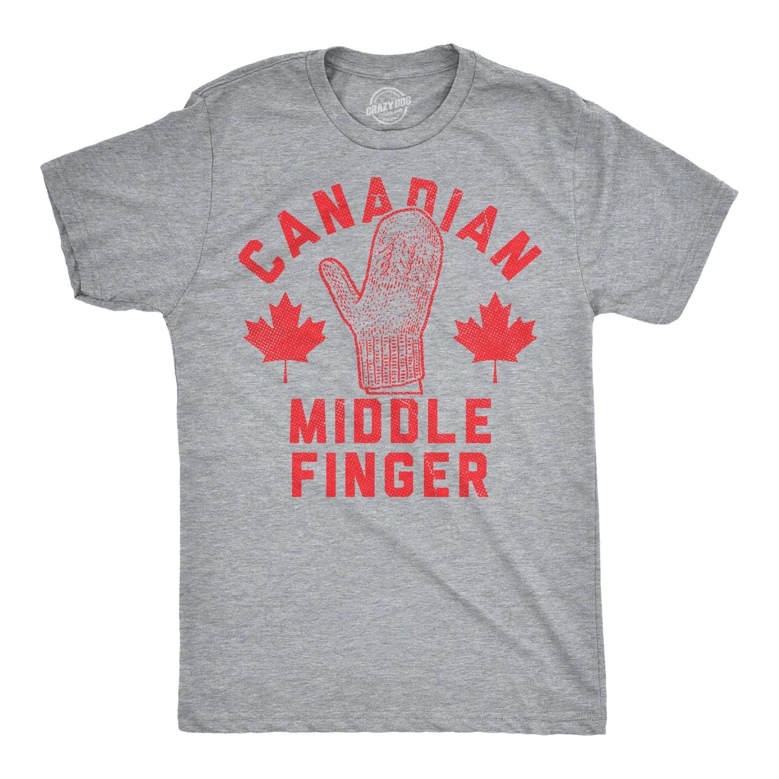 Mens Funny T Shirts Canadian Middle Finger Sarcastic Snow Gloves Graphic Novelty XS