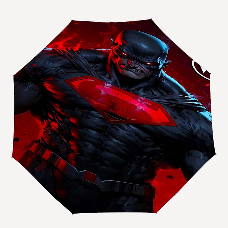 1pc Superman black Automatic Folding Umbrella - Compact 8-Rib Design, Durable Plastic & Iron1391L
