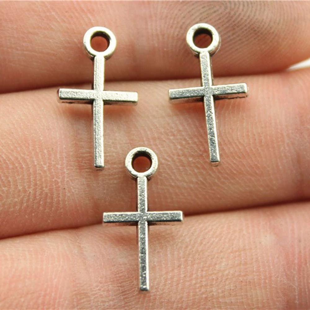 20pcs Cross Charms Handmade Pendant Making Fit Vintage Tibetan Bronze Silver Color DIY For Bracelet Necklace
