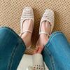 Breathable~ 3cm Thick Heel Light Mouth Sandals Women's Leather Hollowed Out Summer Mary Jane Bag Head Wearing Sandals