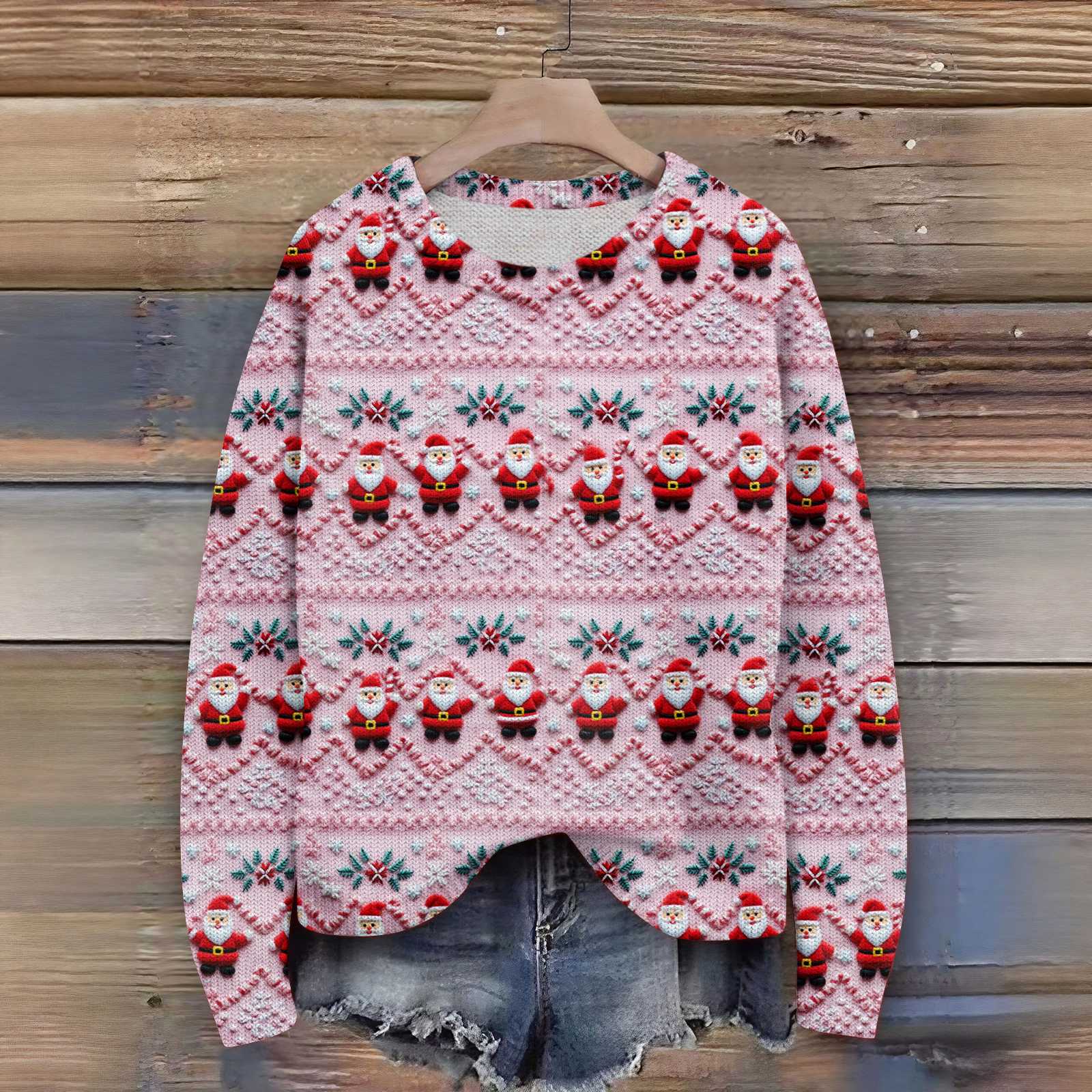 

Женский рождественский свитер Милый забавный рождественский свитер Осень и зима Свитер с длинным рукавом вязаный XXL