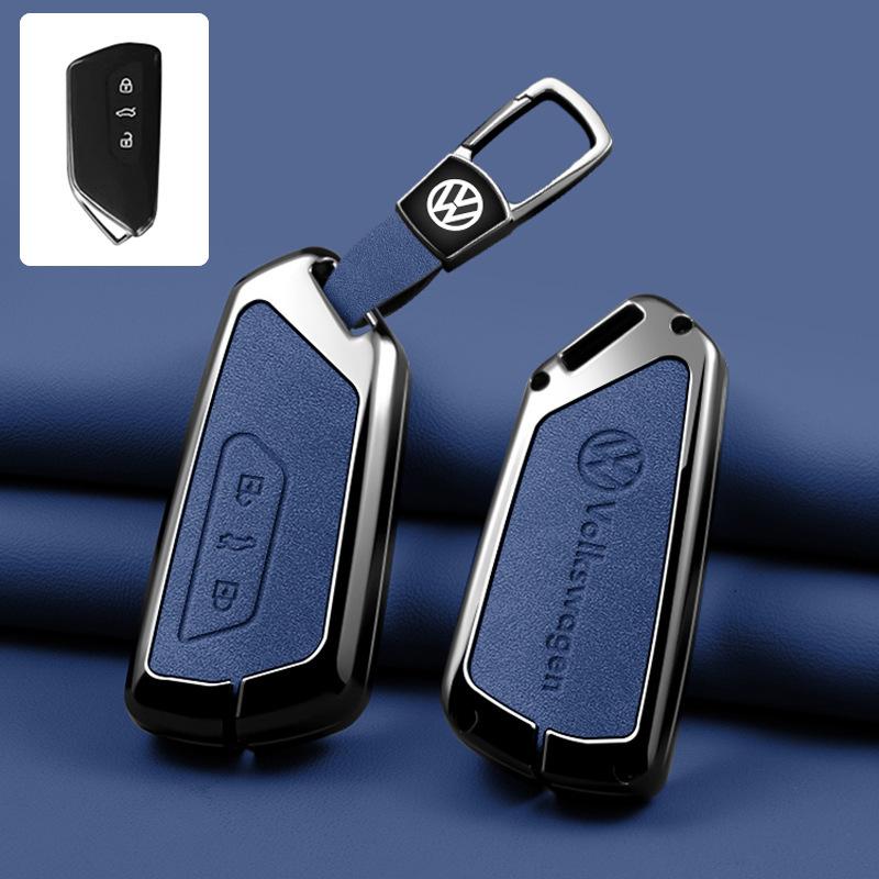 Leather Car Remote Key Fob Case Cover Protector Holder Shell For VW Volkseagen Golf 8 MK4 MK8 ID.3 ID.4 Keychain Accessories
