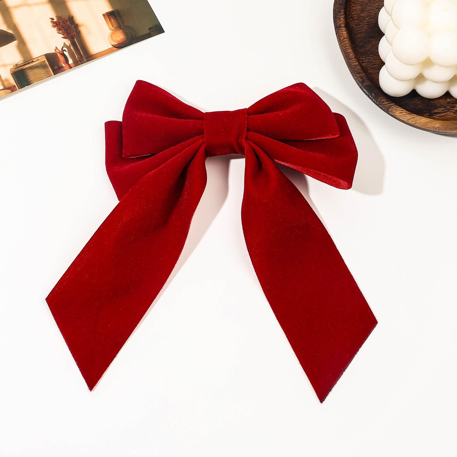 

Бархатная черная красная заколка для волос с бантом из жемчуга и цветка, весенняя заколка для конского хвоста, элегантные заколки в корейском стиле для женщин и девочек, головной убор для укладки волос