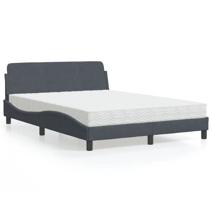 VidaXL Lit avec matelas gris foncé 120x200 cm velours 3208372