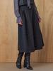 MAXZA Double-Tuck Cut-Line Wool Flare Long Skirt