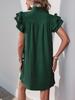 Summer Style Loose Straight Dress - Casual Vacation Stand Collar Solid Color European and American Fashion