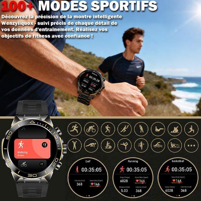 Montre Connectée Homme - WENZYLIQUOX - 1,43" AMOLED - 400mAh - 100+ Modes Sportifs - 2 Bracelets