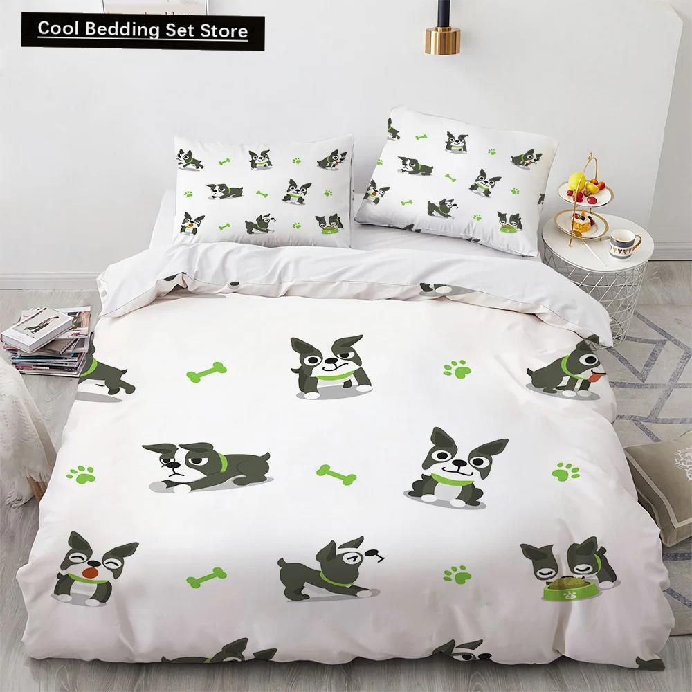 Corgi Dog King Queen Duvet Cover Yellow Cartoon Puppy Bedding Set For Kids Boys Girls Kawaii Pet Animal Pink 2/3Pcs Quilt Cover