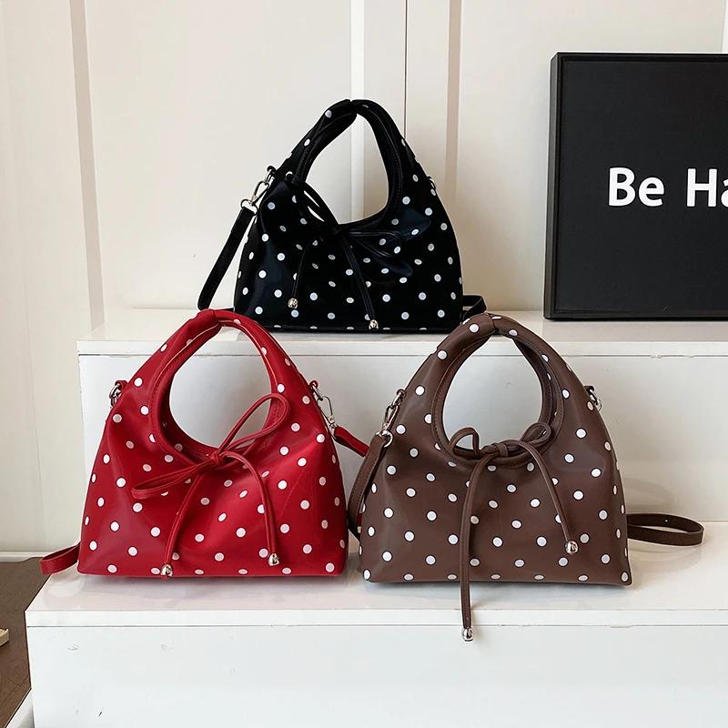Fashi Borsa a Spalla da Donna con Fiocco a Farfalla e Pois Rotondi 2026 Nuove Borse a Tracolla Versatili Senso Avanzato per Lavoro e Tempo Libero Borse a Mano
