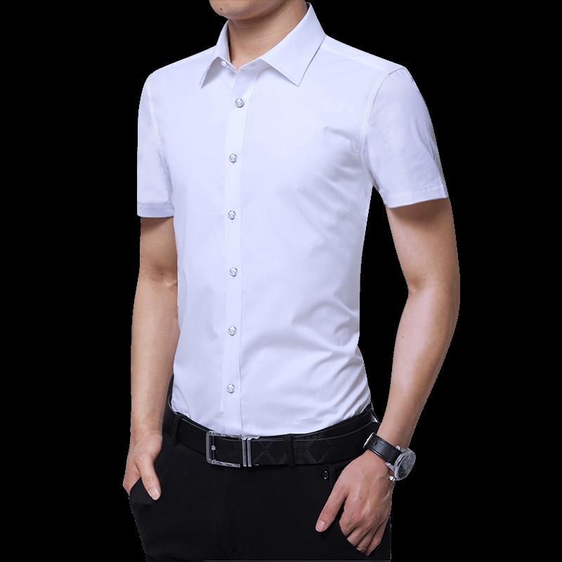 2021 Spring/Autumn Men's Iron-Free Long Sleeve Shirt - Youth Business, Solid Color, Turn-Down Collar.