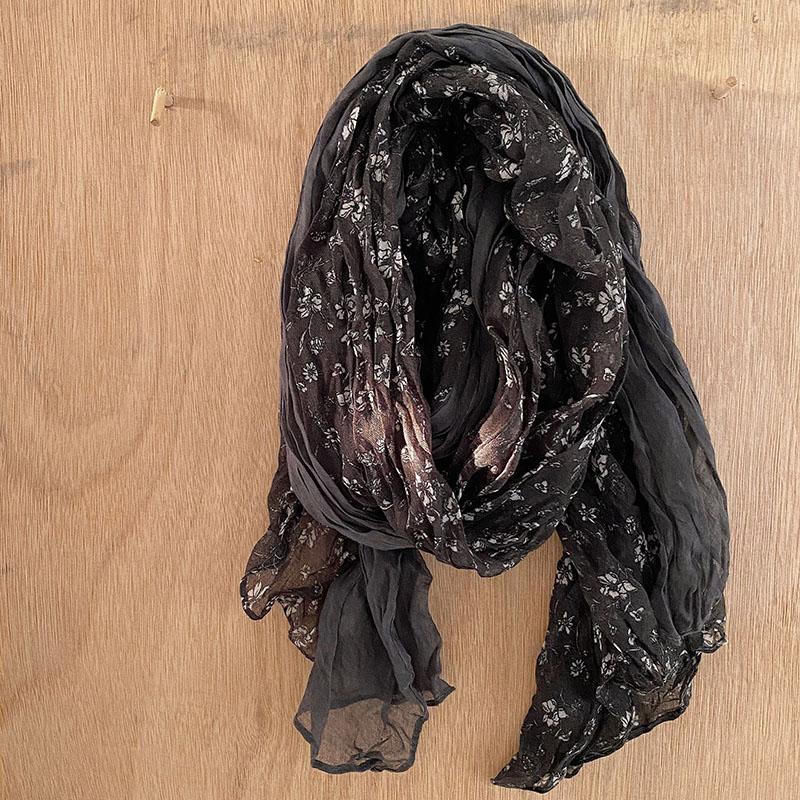 

Women s Cotton and Linen Scarf Vintage Floral Scarf Linen Spring and Autumn Neck Protection Scarf