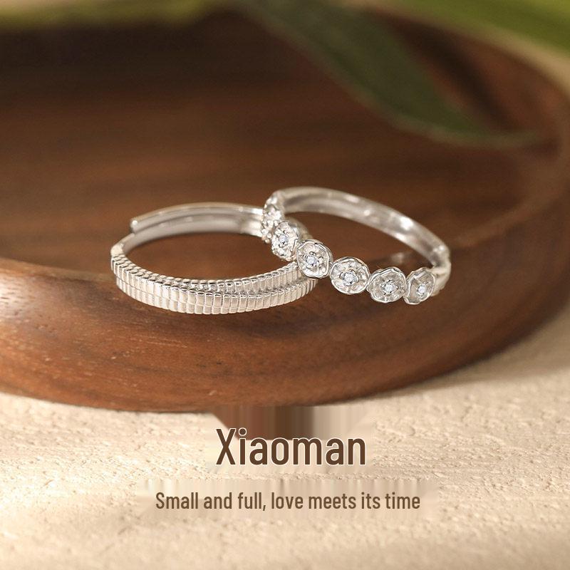 

Xiaoman S925 Sterling Silver Couple Rings: Niche Design, High-End Texture, Versatile Gift for Him and Her. Women s Ring [Platinum Color]