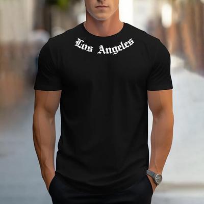 XXS-6XL T-shirt for Men's Solid Color Letter Print T-shirt Summer Fashion Crew Neck Simple Travel Top Short Sleeve Tops Tees
