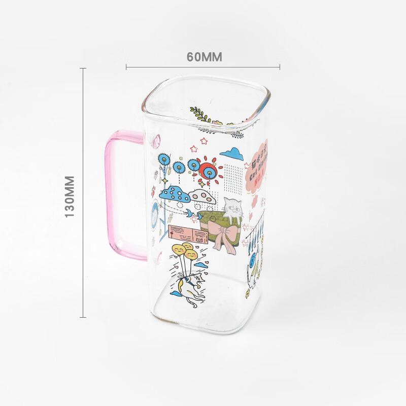 Shangqi Cute Cartoon Borosilicate Glass Water Bottle Set