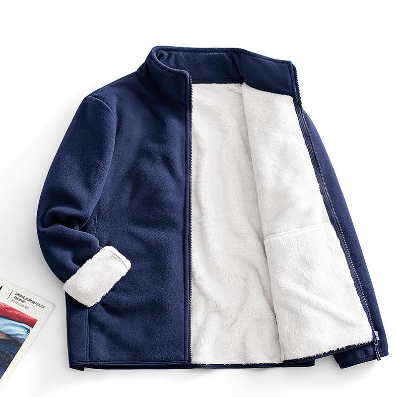 

Unisex Spring/Autumn Thick Coral Fleece Outdoor Stand-Up Collar Jacket Large