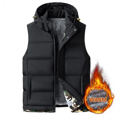 Vyriška liemenė striukė su gobtuvu Vyriška žieminė šilta striukė be rankovių Vyriška laisvalaikio liemenė Tvirta liemenė storinanti Veste Homme 6XL 8XL 10XL