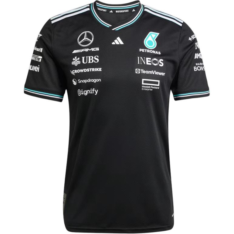

Adidas X Mercedes-Amg Petronas F1 Collaboration Team Повседневная Простая Удобная Футболка с Коротким Рукавом для Гонок Мужские Футболки Черная Белая JY2607 S