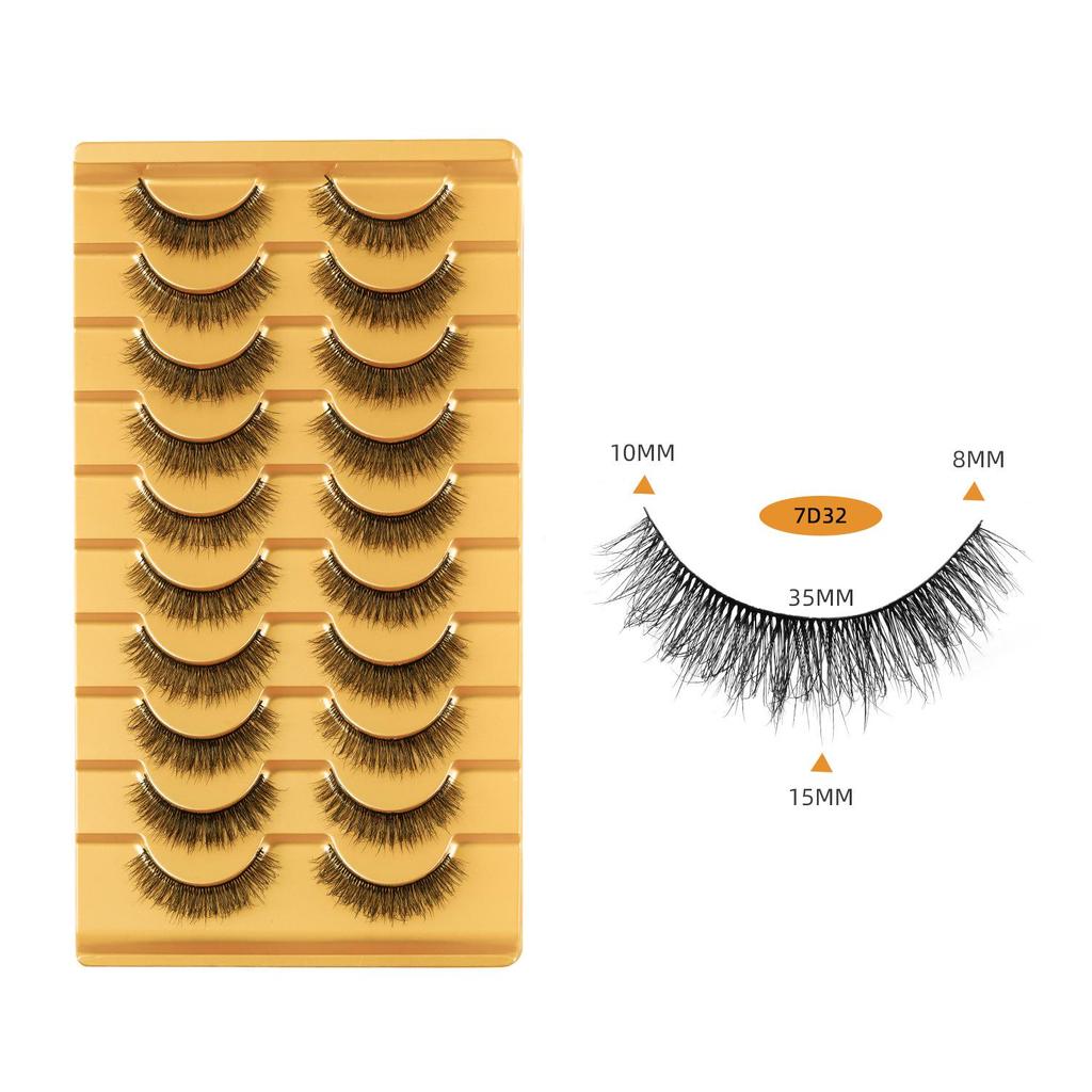 Five-Pair Set of Thick, Curly, 3D Fox-Eye Cat-Eye False Eyelashes