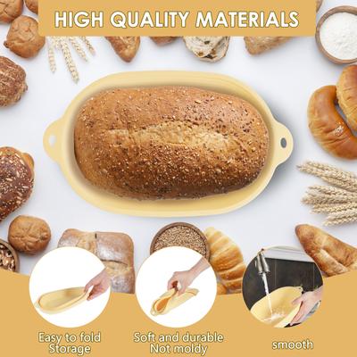 3Pcs Banneton Bread Proofing Basket Silicone Sourdough Bread Bowl Oval Sourdough Bread Basket for Home Kitchen Baking Supplies