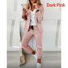 Women Elegant Long Sleeve Blazer Sets Lapel Neck Blazer Coat & Drawstring Pants Set Two Piece Outfits for Women