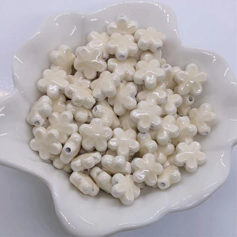10pcs Ceramic Five-petaled Flower Bead Handmade Craft Jewelry Making Material Gift