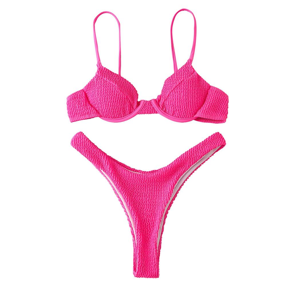 Women Solid Lace Bikini Set Push Up Swimsuit Beachwear Padded Swimwear