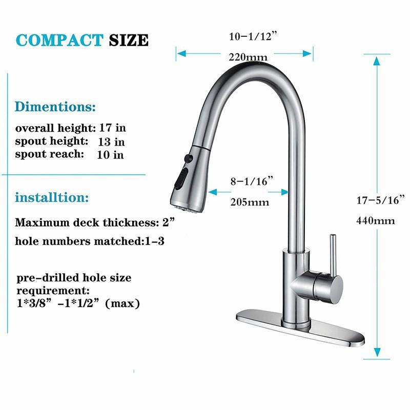 Rotatable Stainless Steel Pull-out Kitchen Faucet with Hot and Cold Function