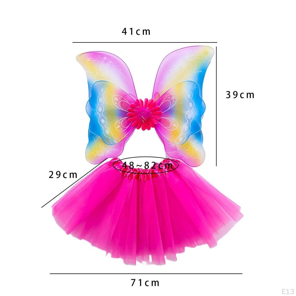 4 Piece Girls Fairy Costume Set Kids Cosplay Angel Tutu Skirt Headband Dress Up Photography Role