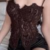 Transparent Lace Corset Sleeveless Suspender Vest Fashion Lace Camisole  Spring Summer