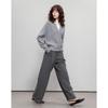 Demana Women's Spliced Color-Block Lapel Knit Sweater