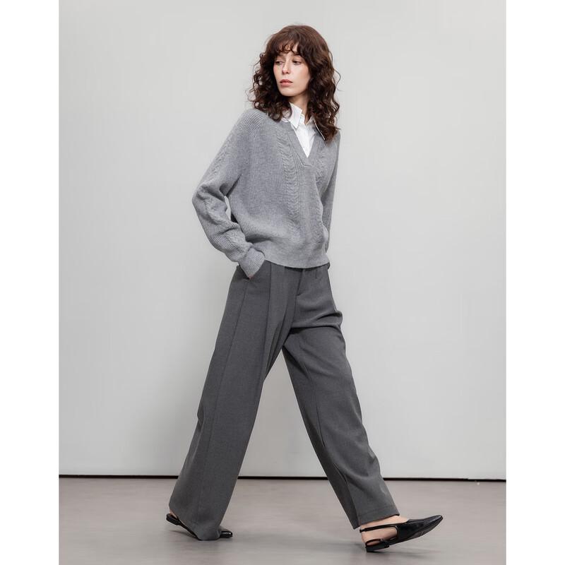 Demana Women's Spliced Color-Block Lapel Knit Sweater