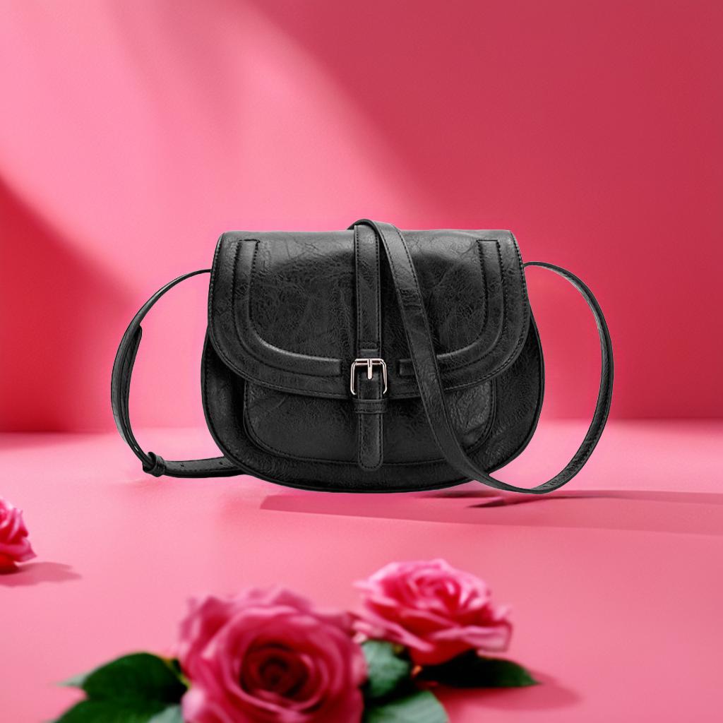 Women's Retro Saddle Bag Women's Shoulder Crossbody Bag European and American Versatile Half Round Bag